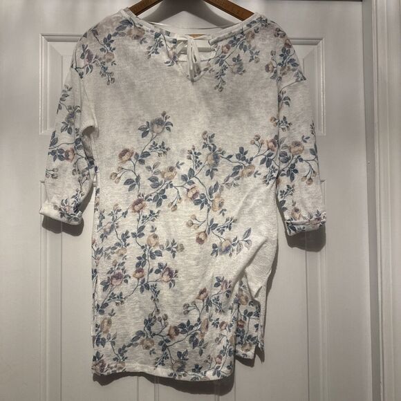 Lauren Conrad Runway Sweater Women's XS White Floral Lightweight Back Tie - Picture 3 of 7